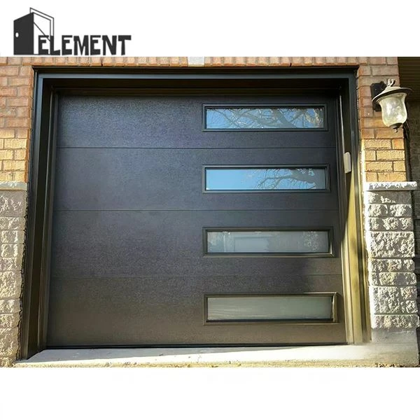 Puerta de garaje aislada negra de 9x8